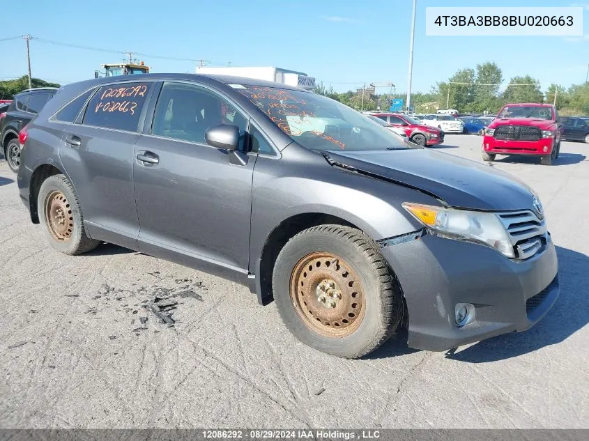 2011 Toyota Venza VIN: 4T3BA3BB8BU020663 Lot: 12086292