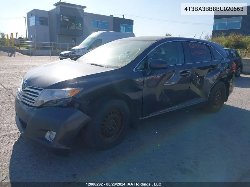 2011 Toyota Venza VIN: 4T3BA3BB8BU020663 Lot: 12086292