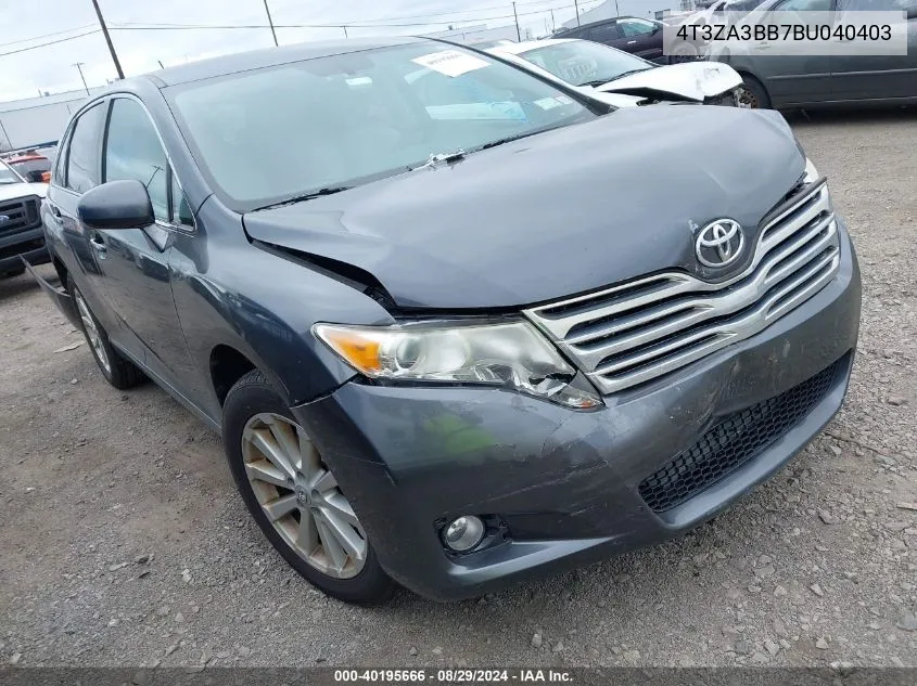 2011 Toyota Venza VIN: 4T3ZA3BB7BU040403 Lot: 40195666