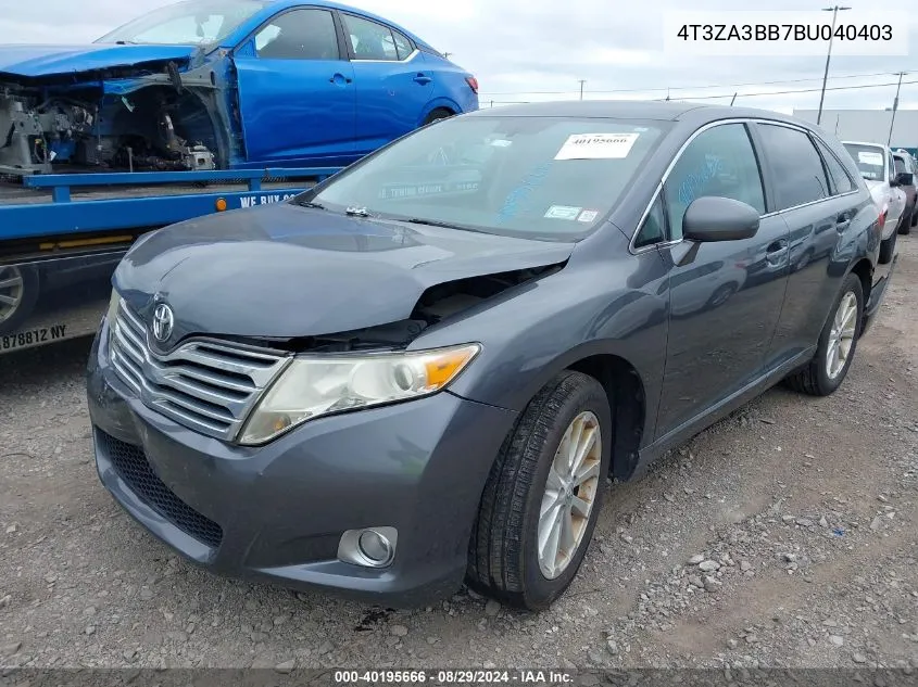 2011 Toyota Venza VIN: 4T3ZA3BB7BU040403 Lot: 40195666