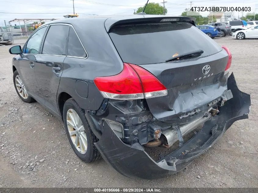 2011 Toyota Venza VIN: 4T3ZA3BB7BU040403 Lot: 40195666