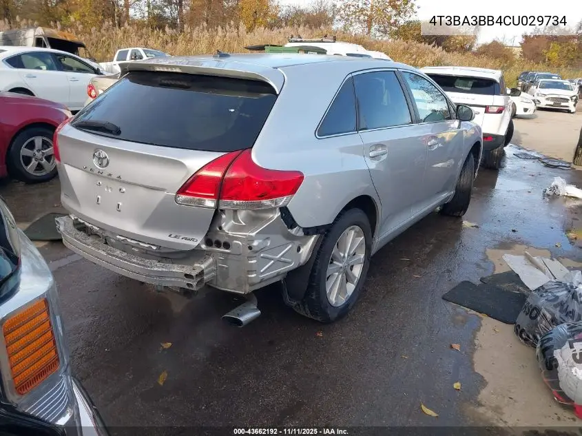 4T3BA3BB4CU029734 2012 Toyota Venza Le