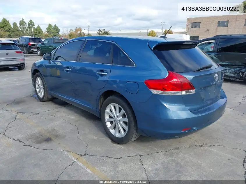 4T3BA3BB0CU030220 2012 Toyota Venza Xle
