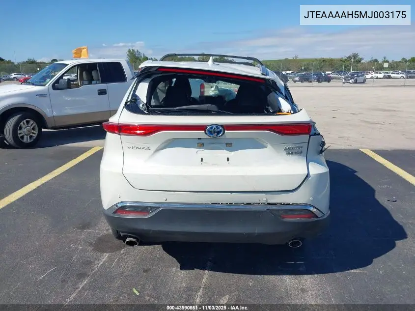 JTEAAAAH5MJ003175 2021 Toyota Venza Limited
