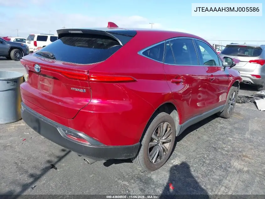 JTEAAAAH3MJ005586 2021 Toyota Venza Le
