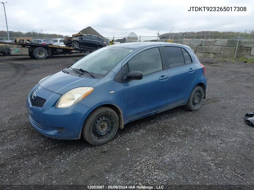 2006 Toyota Yaris VIN: JTDKT923265017308 Lot: 12003867