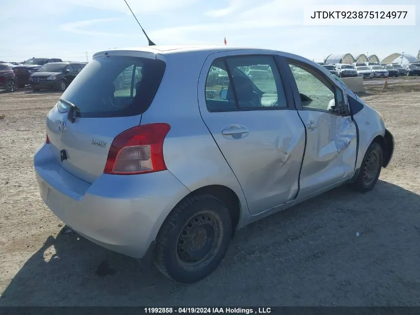 JTDKT923875124977 2007 Toyota Yaris