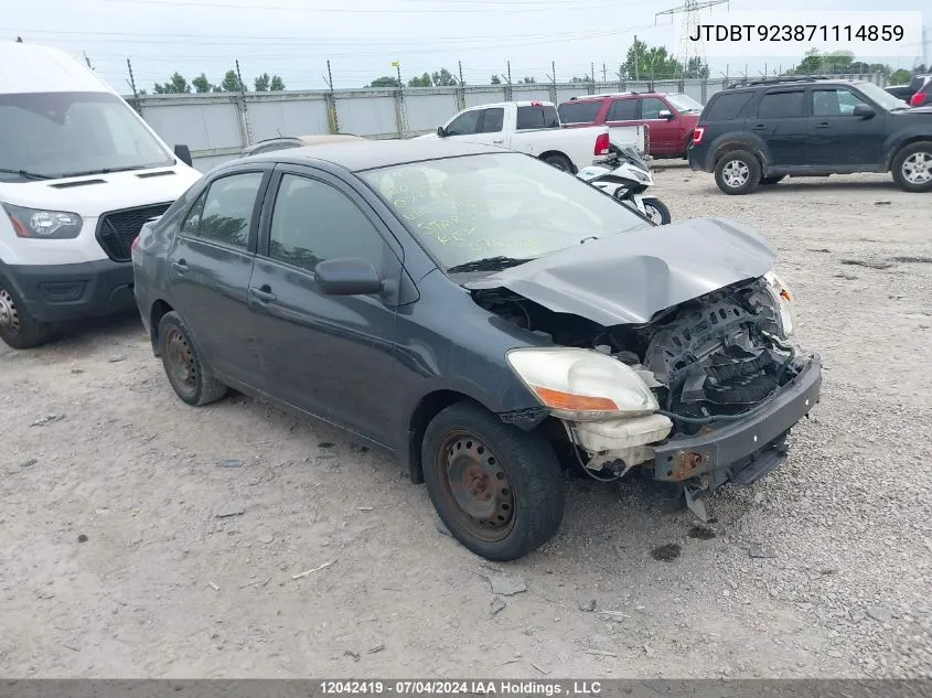 2007 Toyota Yaris VIN: JTDBT923871114859 Lot: 12042419