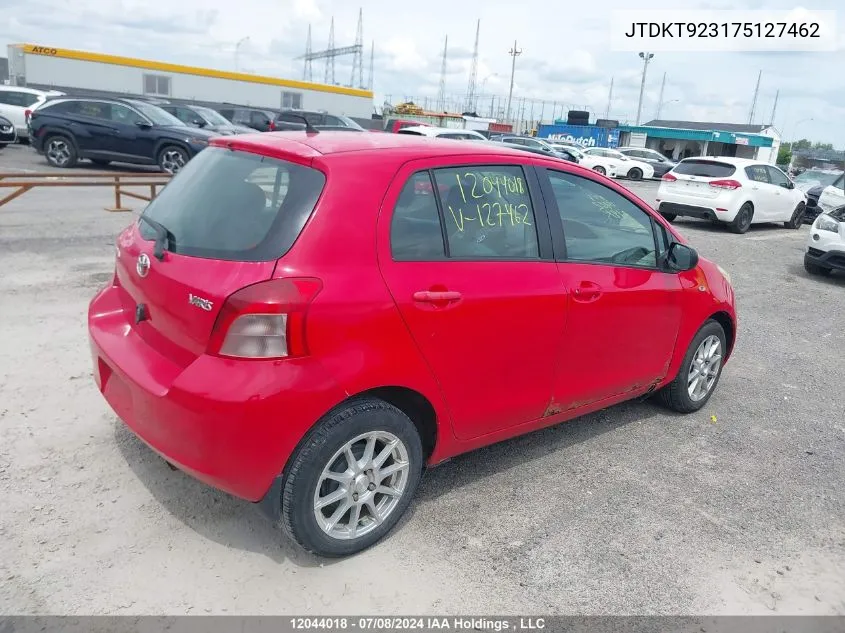 2007 Toyota Yaris Le/Rs VIN: JTDKT923175127462 Lot: 12044018