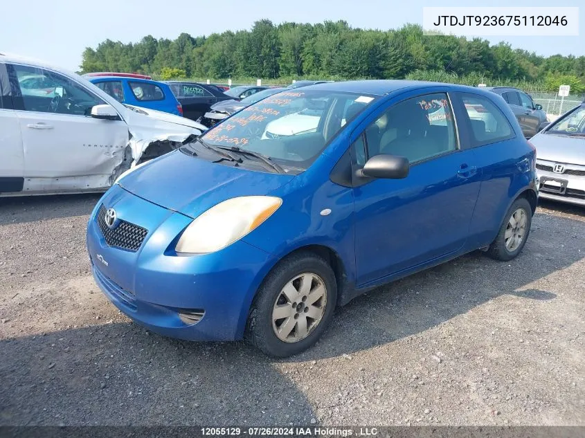 2007 Toyota Yaris VIN: JTDJT923675112046 Lot: 12055129