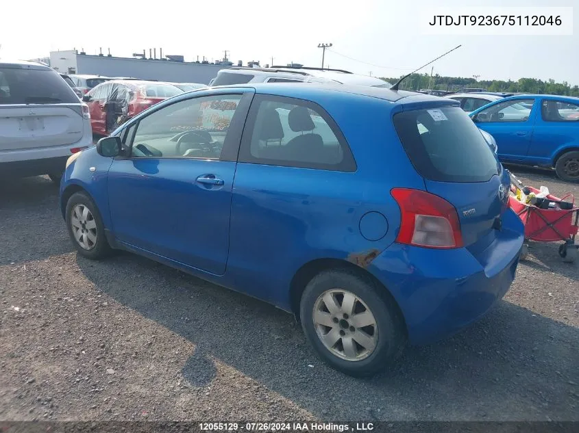 JTDJT923675112046 2007 Toyota Yaris