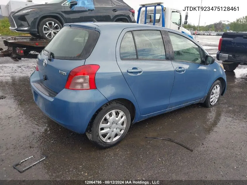 2007 Toyota Yaris VIN: JTDKT923475128461 Lot: 12064795