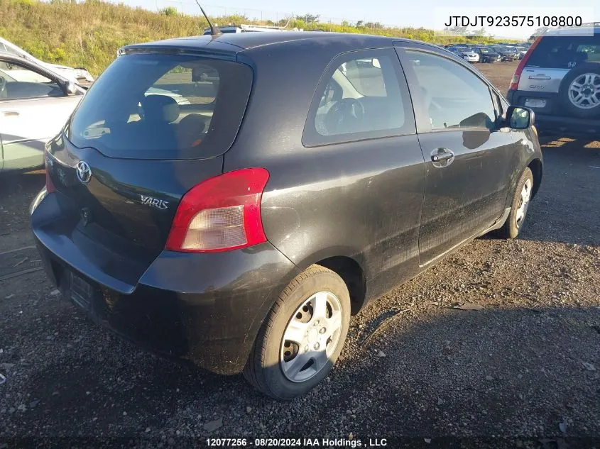 2007 Toyota Yaris VIN: JTDJT923575108800 Lot: 12077256