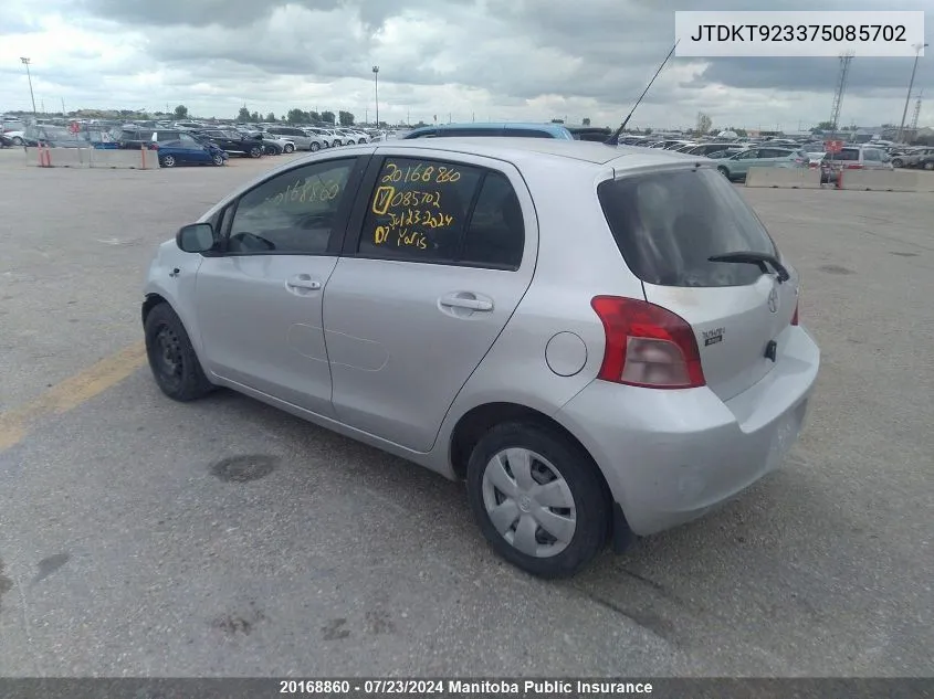 JTDKT923375085702 2007 Toyota Yaris Le