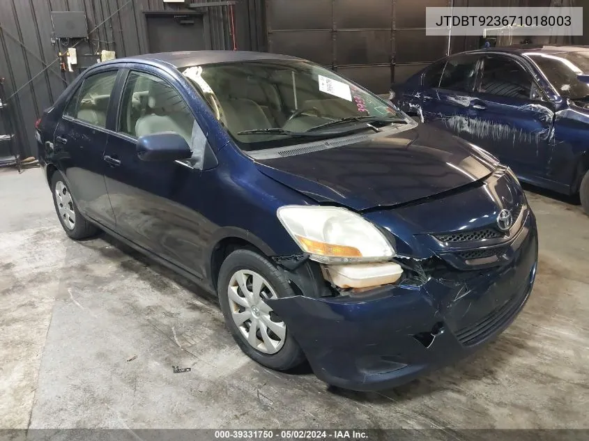 JTDBT923671018003 2007 Toyota Yaris