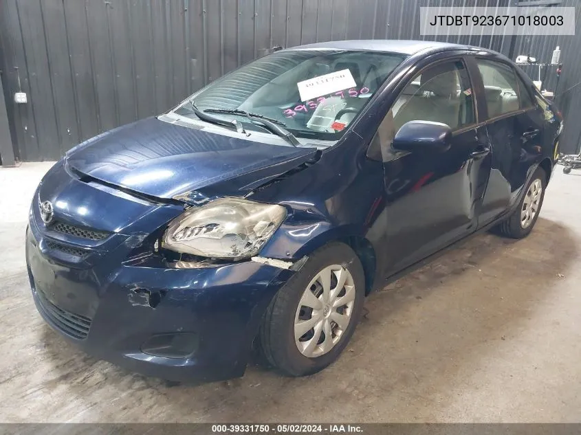 JTDBT923671018003 2007 Toyota Yaris