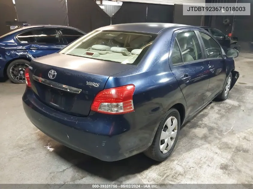 JTDBT923671018003 2007 Toyota Yaris