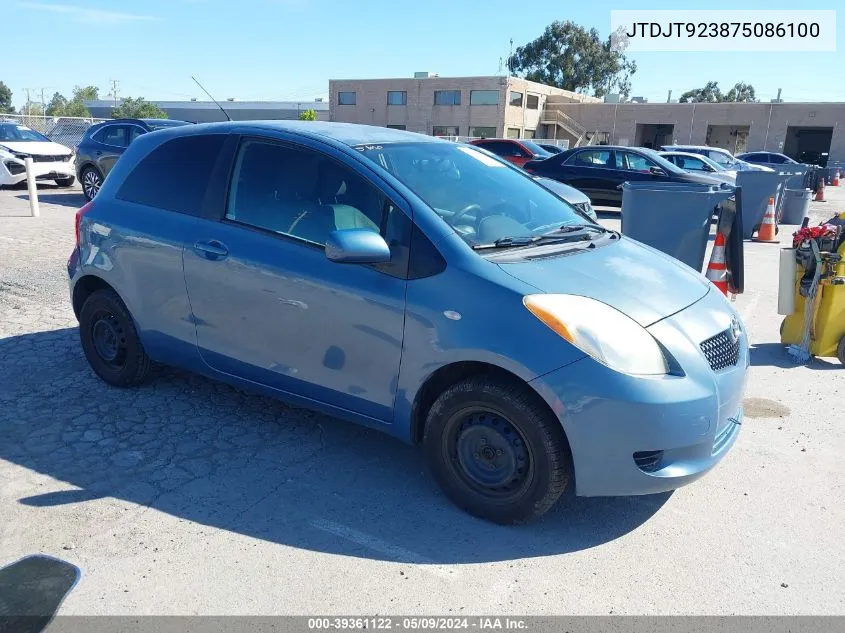 2007 Toyota Yaris VIN: JTDJT923875086100 Lot: 39361122