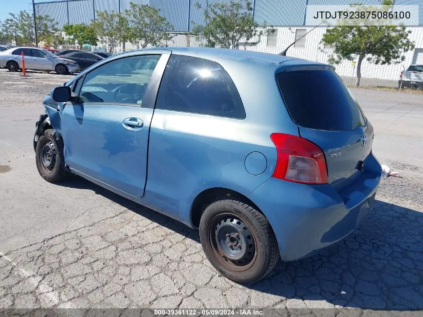 2007 Toyota Yaris VIN: JTDJT923875086100 Lot: 39361122