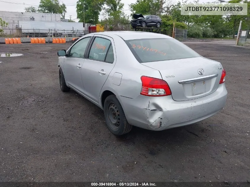 2007 Toyota Yaris VIN: JTDBT923771098329 Lot: 39416904