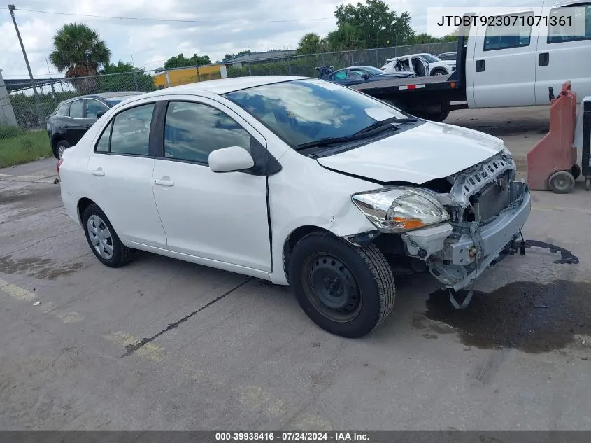 2007 Toyota Yaris VIN: JTDBT923071071361 Lot: 39938416