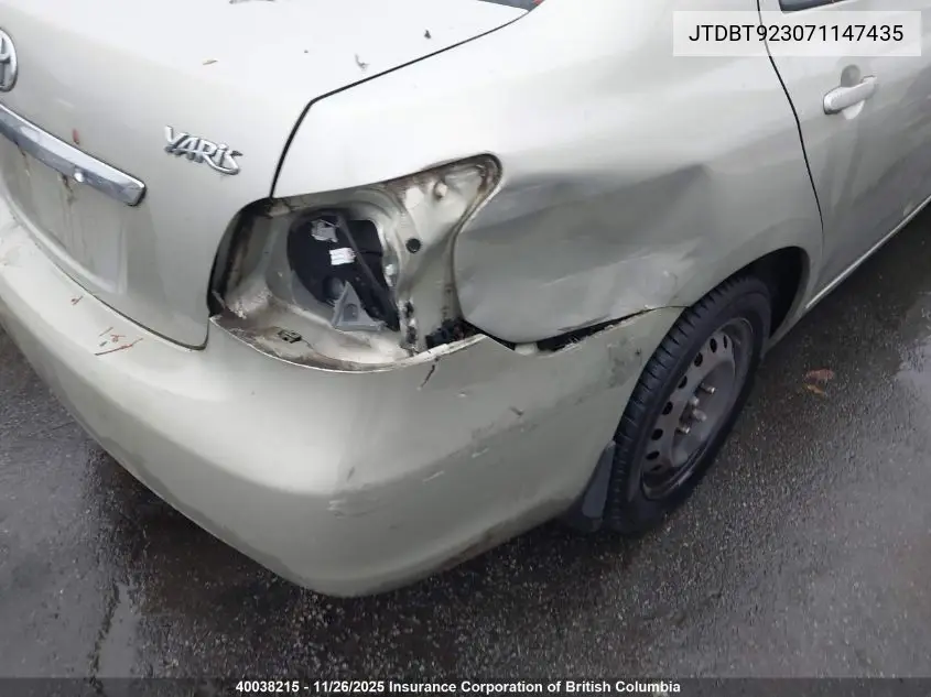 JTDBT923071147435 2007 Toyota Yaris