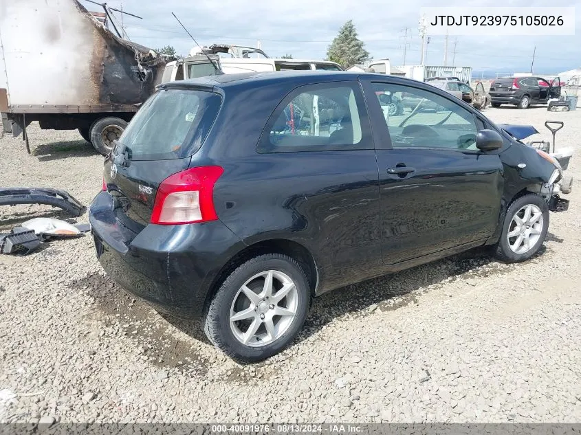 2007 Toyota Yaris VIN: JTDJT923975105026 Lot: 40091976