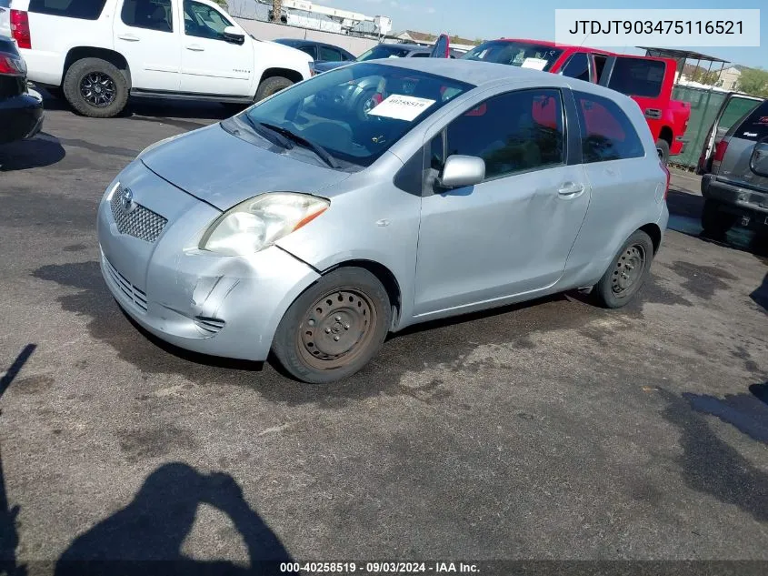 2007 Toyota Yaris VIN: JTDJT903475116521 Lot: 40258519