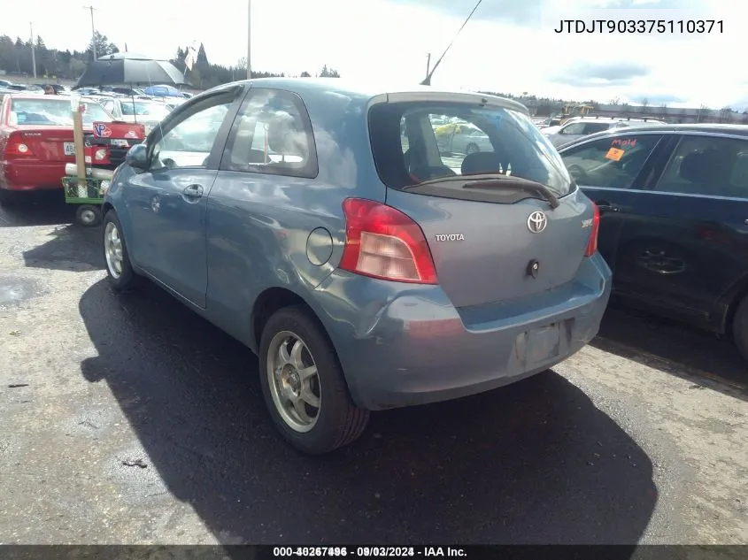 2007 Toyota Yaris VIN: JTDJT903375110371 Lot: 40267496