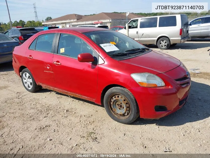 2007 Toyota Yaris VIN: JTDBT923871140703 Lot: 40371072