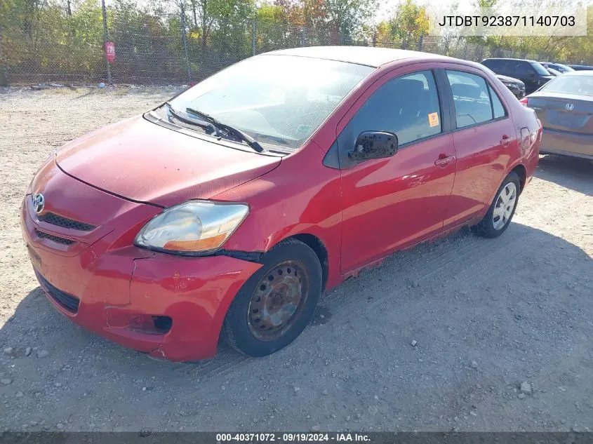 2007 Toyota Yaris VIN: JTDBT923871140703 Lot: 40371072