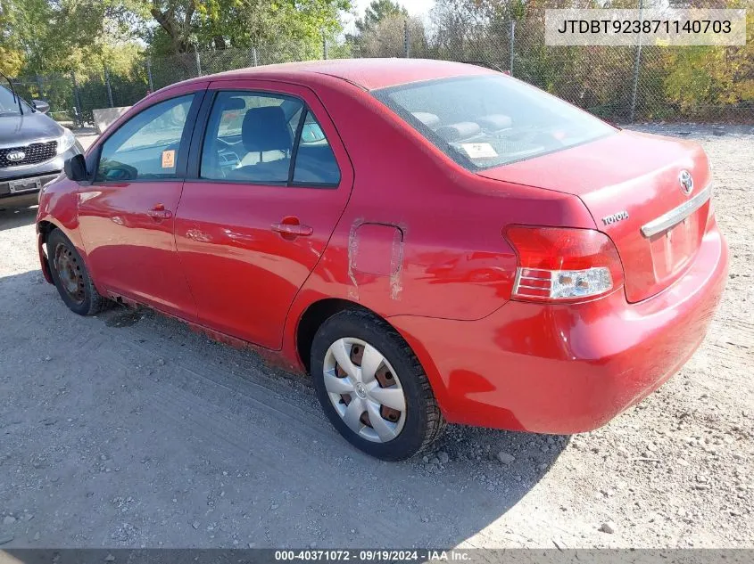 2007 Toyota Yaris VIN: JTDBT923871140703 Lot: 40371072