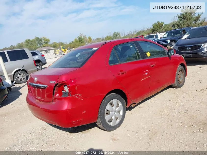 2007 Toyota Yaris VIN: JTDBT923871140703 Lot: 40371072