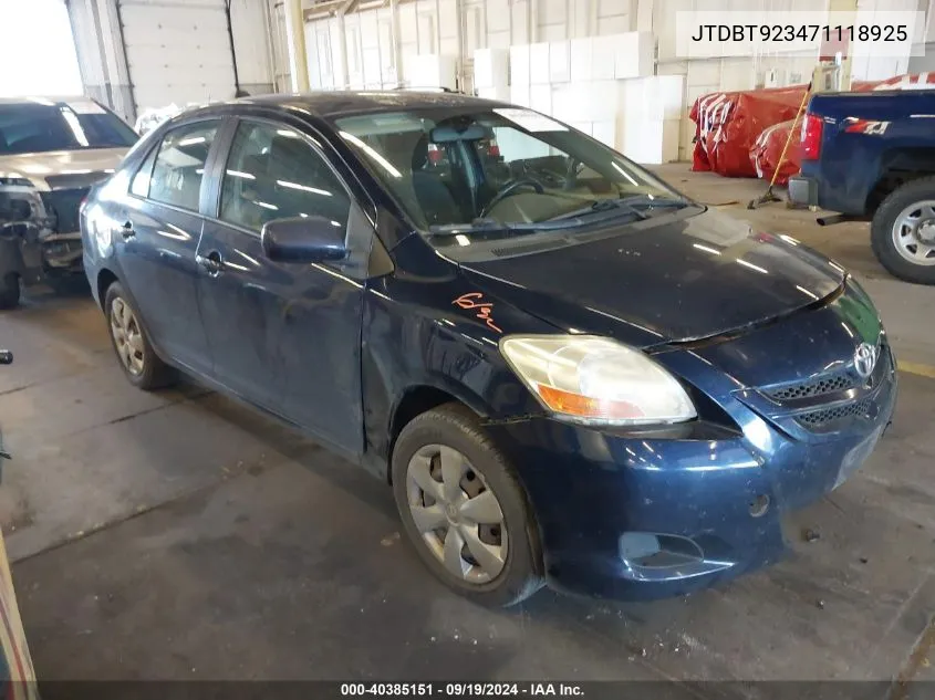 2007 Toyota Yaris VIN: JTDBT923471118925 Lot: 40385151