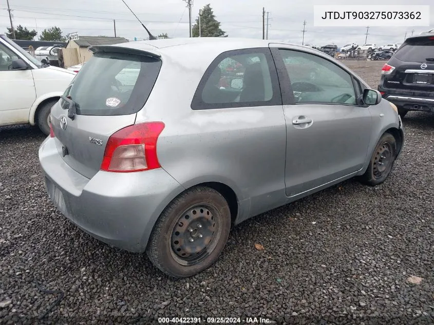 2007 Toyota Yaris VIN: JTDJT903275073362 Lot: 40422391