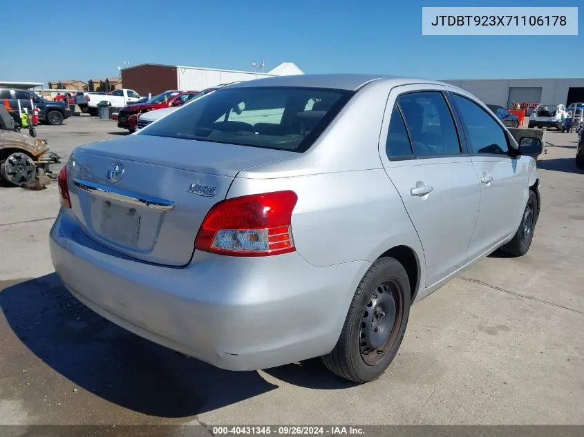 2007 Toyota Yaris VIN: JTDBT923X71106178 Lot: 40431345