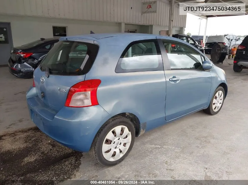 2007 Toyota Yaris VIN: JTDJT923475034365 Lot: 40451054