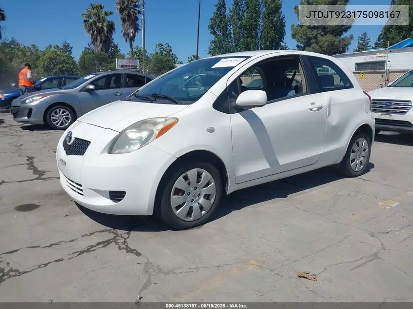 2007 Toyota Yaris VIN: JTDJT923175098167 Lot: 45138197