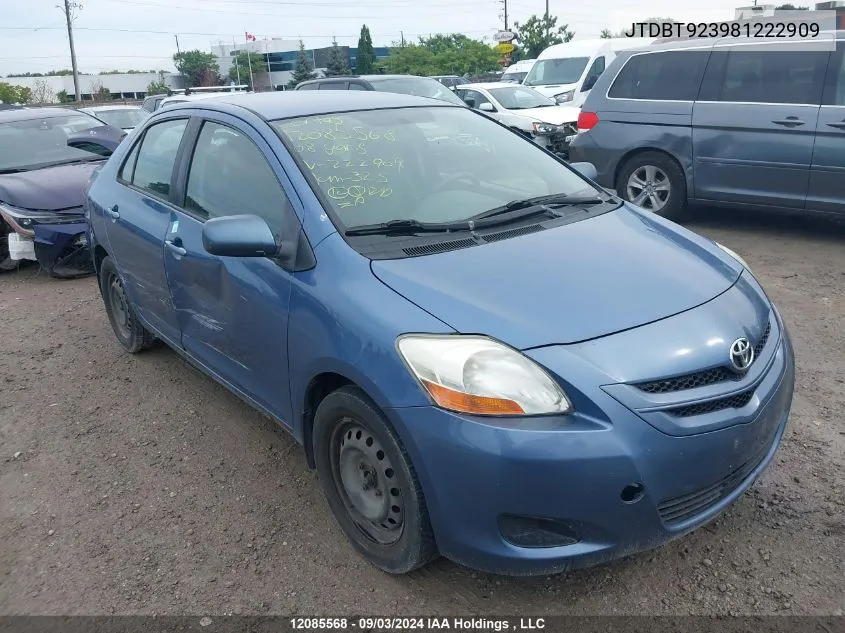 JTDBT923981222909 2008 Toyota Yaris