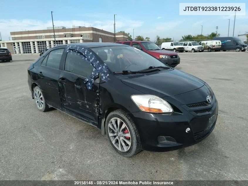 JTDBT923381223926 2008 Toyota Yaris