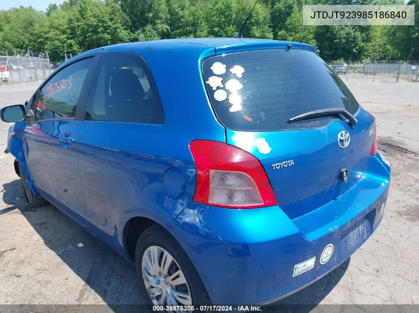 2008 Toyota Yaris VIN: JTDJT923985186840 Lot: 39875305