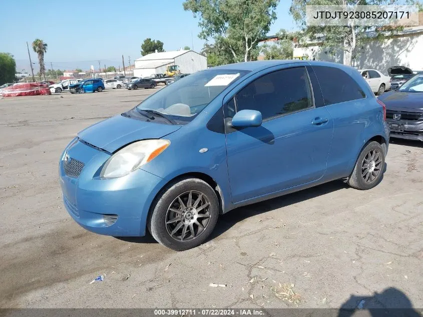 2008 Toyota Yaris VIN: JTDJT923085207171 Lot: 39912711