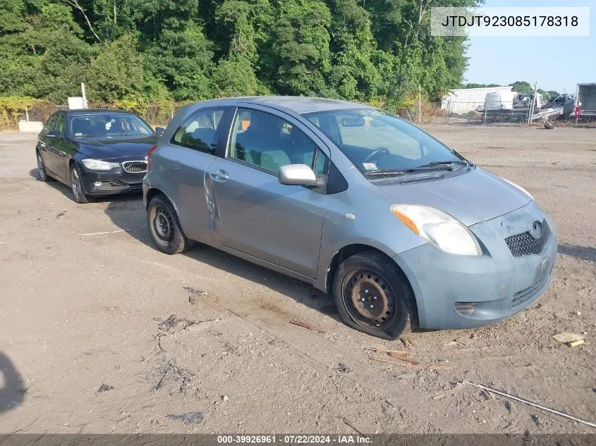 2008 Toyota Yaris VIN: JTDJT923085178318 Lot: 39926961