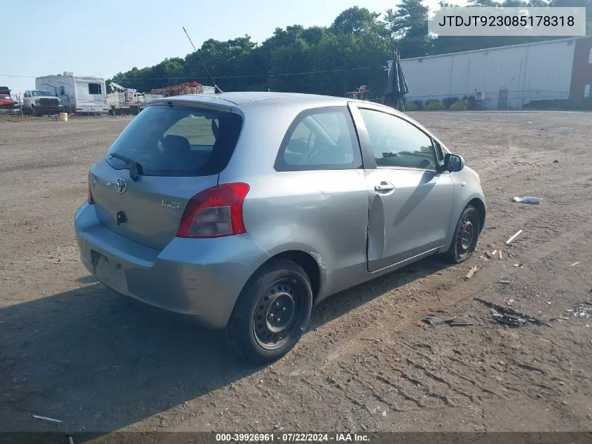 2008 Toyota Yaris VIN: JTDJT923085178318 Lot: 39926961