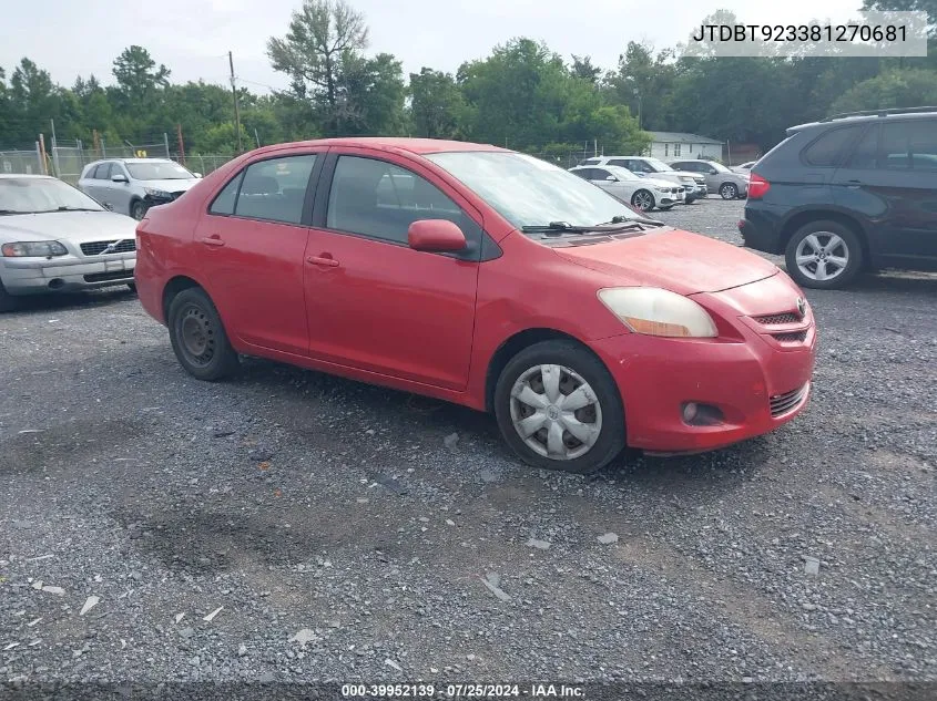 JTDBT923381270681 2008 Toyota Yaris S