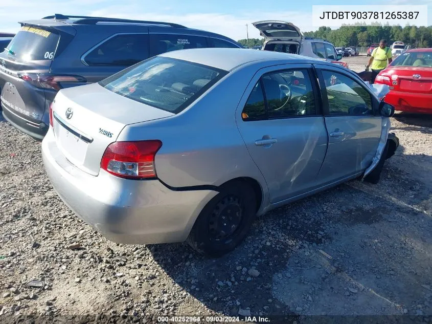 2008 Toyota Yaris VIN: JTDBT903781265387 Lot: 40252964