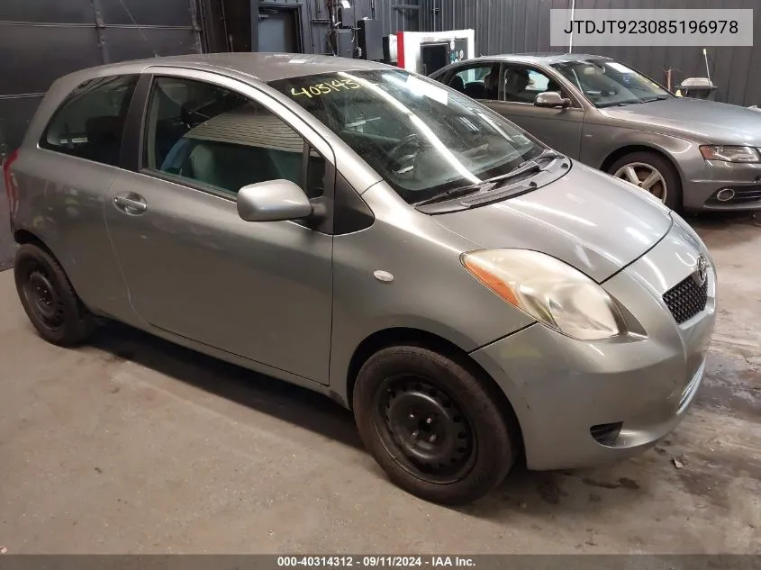 2008 Toyota Yaris VIN: JTDJT923085196978 Lot: 40314312