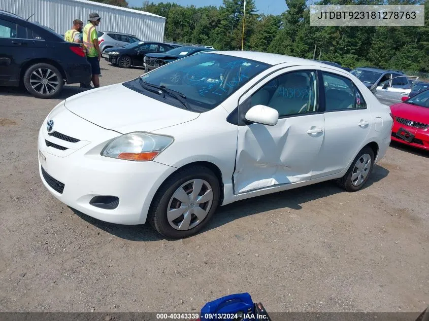 2008 Toyota Yaris VIN: JTDBT923181278763 Lot: 40343339