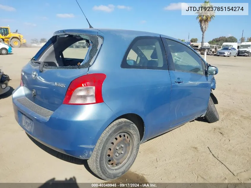 JTDJT923785154274 2008 Toyota Yaris