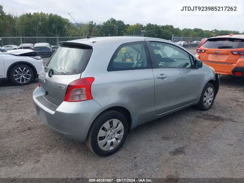 JTDJT923985217262 2008 Toyota Yaris